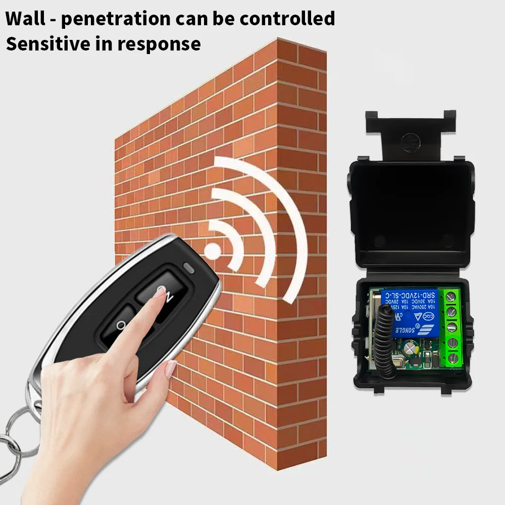 Remote Control RF433Mhz Wireless Light Switch DC 12V 1CH 10A Relay Receiver Transmitter for Door Electromagnetic Lock DIY Module