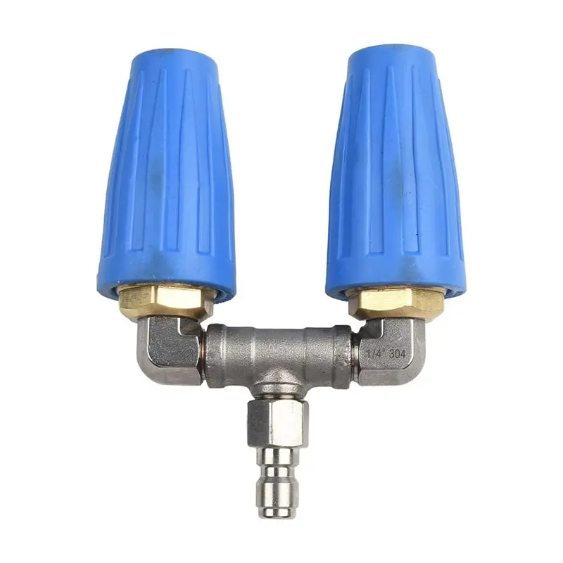 A02M-1Set High Pressure Washer Dual Tip Turbo Nozzle 4000PSI Pressure Rotating Dual Turbo Nozzle Spray Tip 1/4Inch Blue