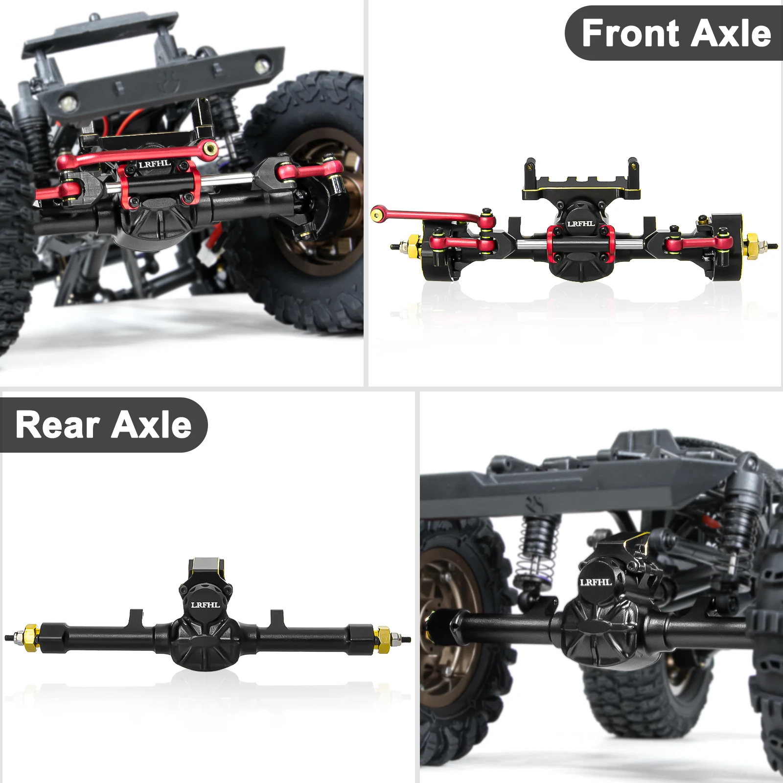 OKHL +6mm 플래닛 액슬 전후 최대 50 °   SCX24 C10 JLU 글래디에이터 브론코 데드볼트 1/24 RC 자동차용 조향 각도
