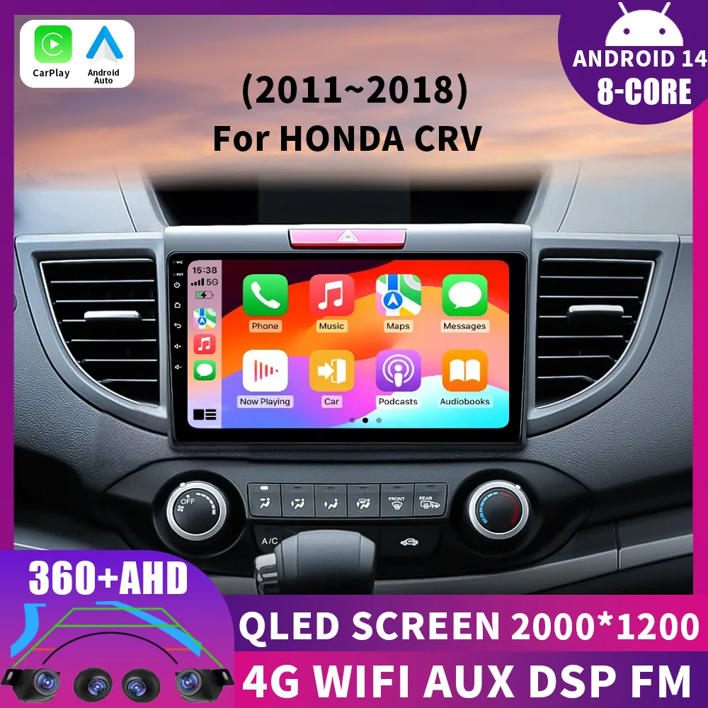 

10.1" Android 14 Auto For Honda CR-V CRV 4 RM RE 2011 - 2018 Car Radio Multimedia Video Player Navigation Stereo GPS Carplay DSP