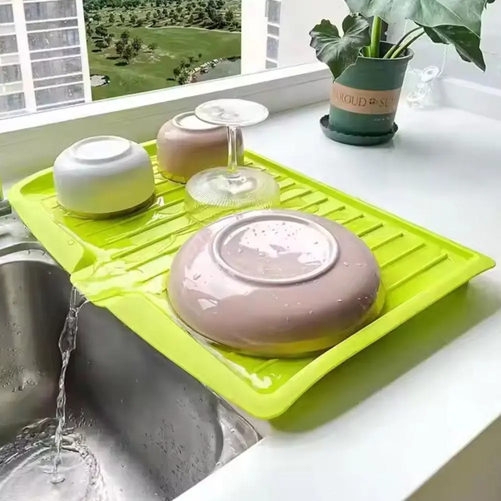 Innovative Draining Board Mat PP Material Nonslip Large size Kitchen Dish Drainer Pad Diversion Opening Slope Dish Drying Mat