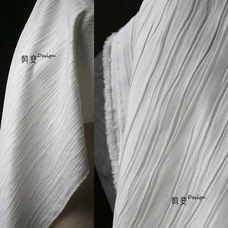 

Striped Jacquard Pleated Shirt Creative Three-dimensional Texture High-end Pants Suit Clothing Designer Fabric