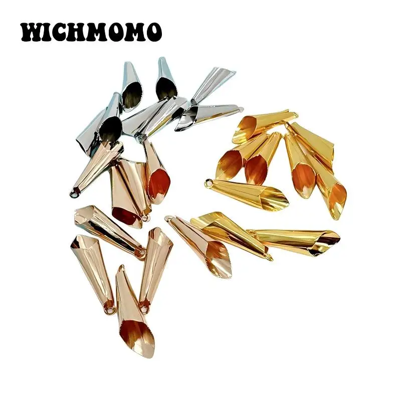 New 24*7mm 50pcs/bag Handmade Iron Rolled Edge Horn Pendant Charm Tassel Hat DIY Earrings Hair Jewelry Accessories