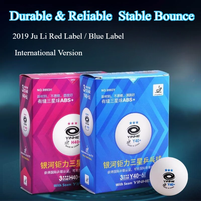 YINHE Y40+ H40+ 40+ S40+ Table Tennis Balls 3-Star Seamed/Seamless 40+ ABS New Materia ITTF Approved Ping Pong Balls 6 Per Box