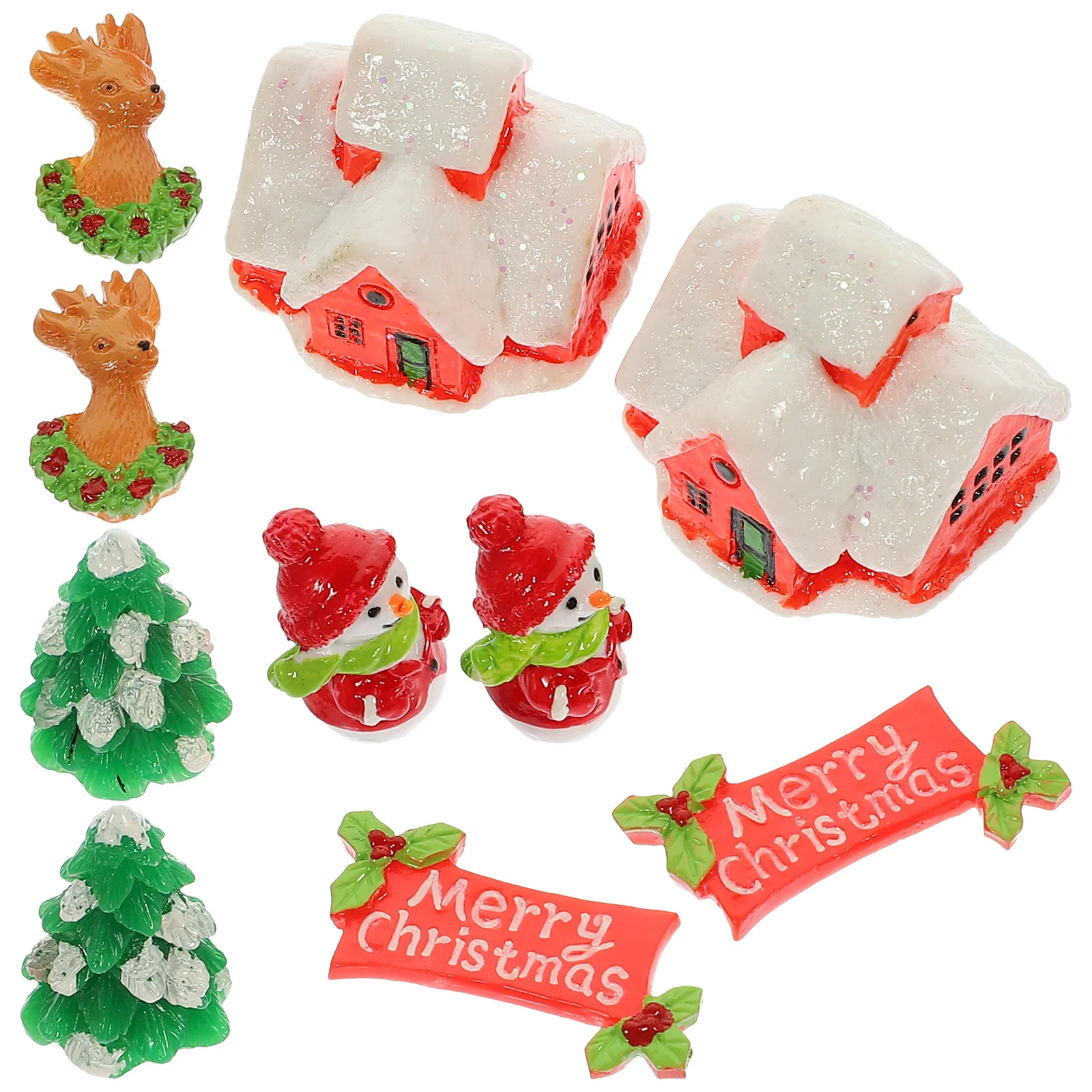 

1Set Christmas Miniature Resin Snowman Ornaments Xmas Tree Micro Landscape Decorations Desktop Holiday Gifts Mini Elk Decor
