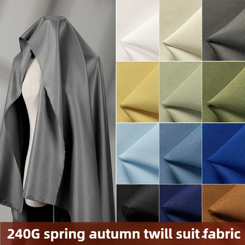 Twill Suit Fabrics By The Meter for Dress Women\'s Men\'s Clothing Vest Tracksuit Uniform Sewing Soft Polyester Cloth Black Gray
