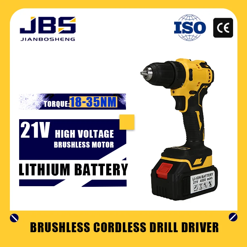 

JBS 21V Brushless Lithium Drill Industrial Grade Mini Pistol Drill Rechargeable Lithium Multi-function Hand Drill