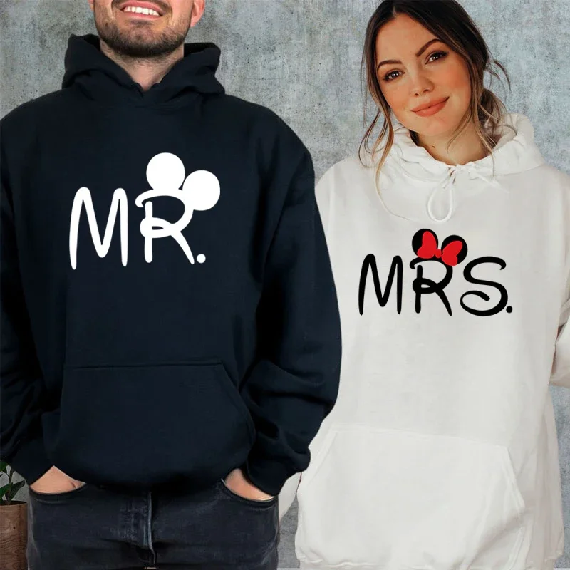 Couple Matching Sweatshirt Funny Letter Pattern MR MRS Print Lover Hooded Fashion Women Men Long Sleeve Streetwear Sweet Hoodies