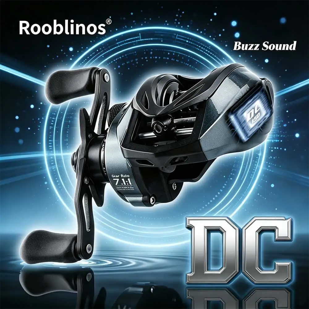Rooblinos New DC Fishing Wheels Carp Electric Baitcasting Reels 6+1BB 7.1:1 Gear Ratio Saltwater Casting Reels