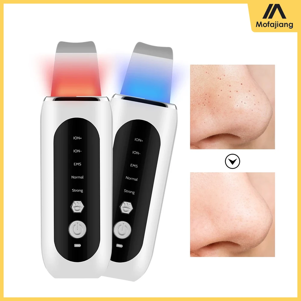 Ultradźwiękowy skruber LED do Lifting skóry napinania skóry EMS szpatułka jonowa maszyna do oczyszczanie porów twarzy usuwająca zaskórniki
