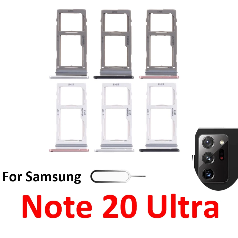 Bandeja para tarjeta SIM nueva para Samsung Galaxy Note 20 Ultra N985 N986, ranura para micro SD, soporte, piezas, SIM simple o doble, negro