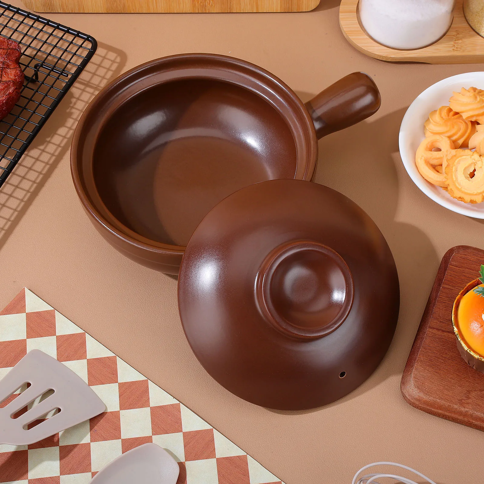 

650Ml Soup Rice Pot Traditional Casserole with Handle Perfect for Home Cooking Quick Heat Distribution Stew and Boil Convenient