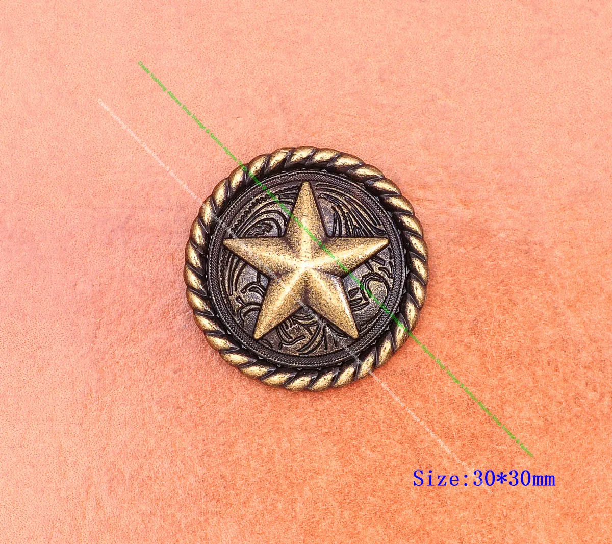 10 pz Vintage ottone rotondo corda bordo Texas Ranger Star Western sella Tack Leathercraft metallo Conchos Screwback 1-1/4\