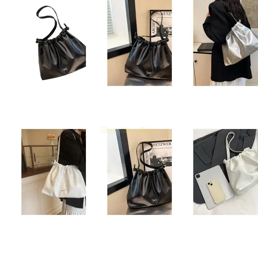 

X90D Crinkle Shoulder Bag Soft PU Large Capacity Underamr Bags For Work Or Daily Use