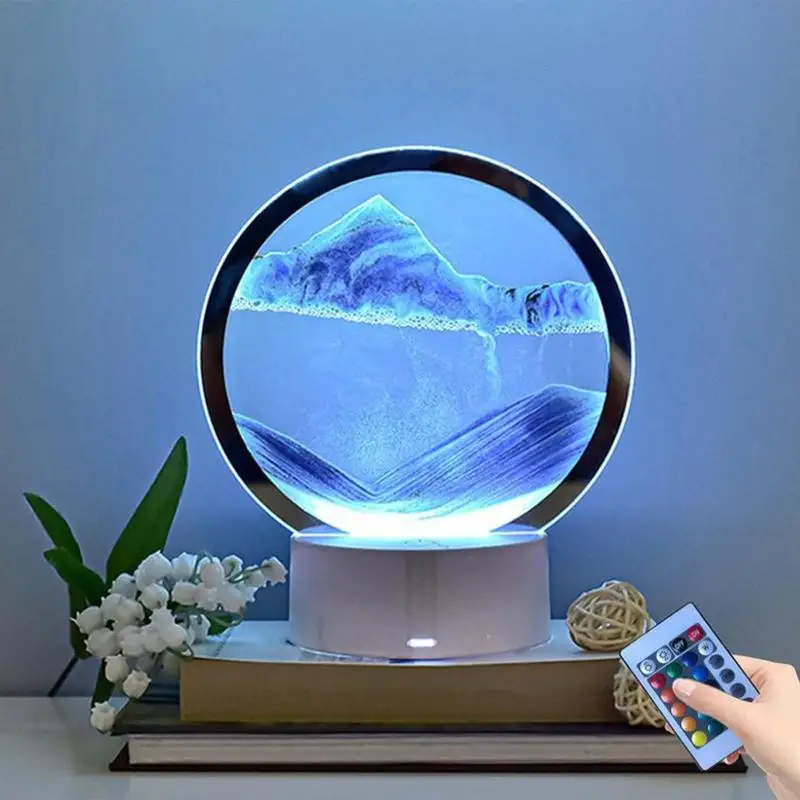 3D Sand Art Liquid Motion USB Charging Quicksand Painting Lamp Desktop Ornaments Moving Sand Art Lamp for Living Room Bedroom