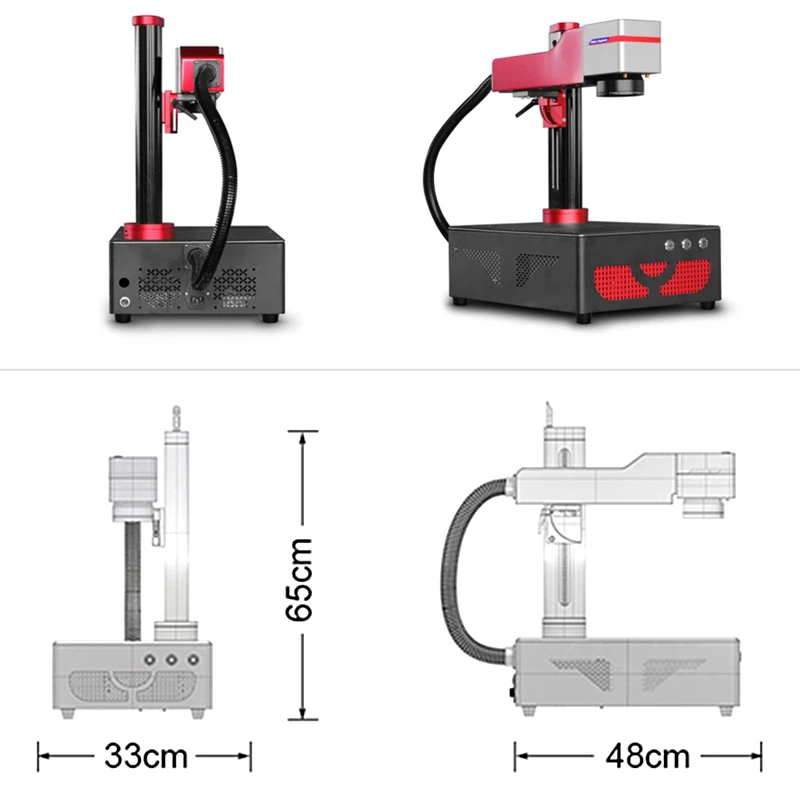 Disassembled Fiber Laser Marking Machine MAX 30W 70*70mm 150*150mm 200*200mm For PVC Plastic Stainless Steel Cartoon Package