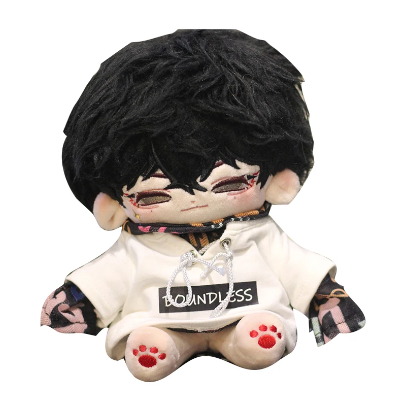 Fashion Cool Boy Handsome Mesh Perspective Top Short Sleeve Hoodies Clothes Suit 20cm Plush Doll Cotume Outfit Accessories