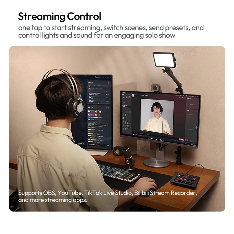 Ulanzi D200H D200 7 in 1 Stream Deck Controler Keyboard with 14 LCD Keys for OBS Live Youtube Content Creation Gaming Office