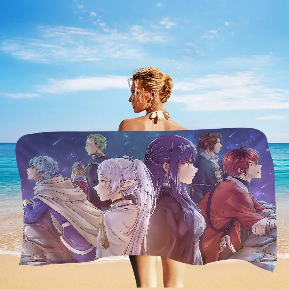 Anime F-Frieren Anime Beach Swimming Towel Soft Absorbent Washcloth Children's Gifts for Kids Travel Camping Gym