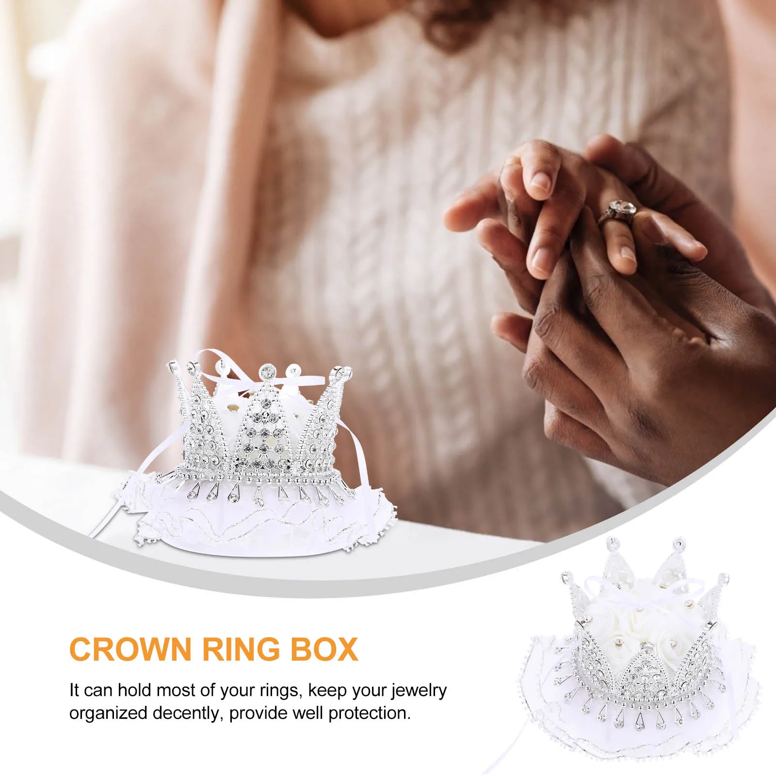 

Wedding Box Crown Shaped Jewelry Display Holder Engagement Ring Case Portable Ring Storage For Proposal Bridal Shower Gift