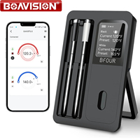 Wireless Bluetooth Meat Thermometer IP67 Waterproof Probes with LCD Screen Booster Rechargeable for Grilling Smoker BBQ Oven