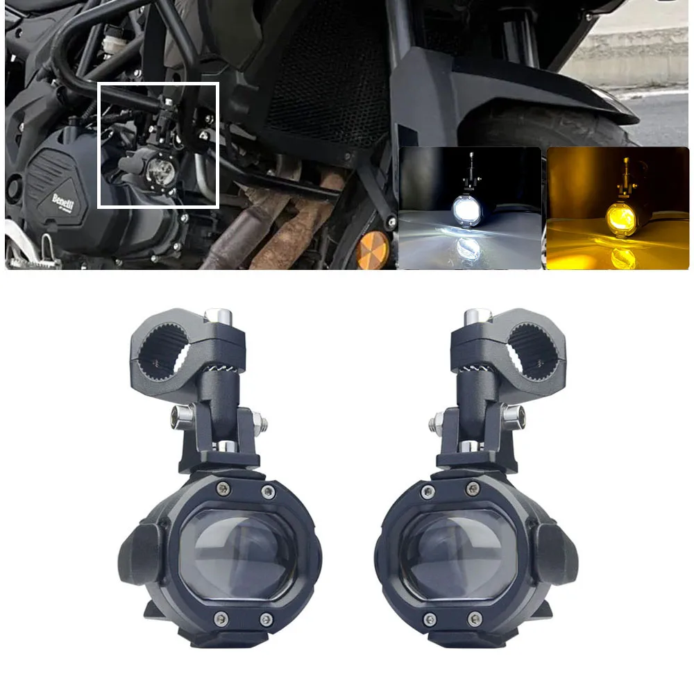 Universal Motorcycle Headlight Fog light Moto LED Auxiliary Light Assembly Driving Lamp Dual Color Motorbike Spotlight Headlamp