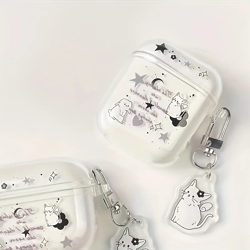 Cute cat TPU protective case, suitable for iPhone, suitable for AirPods 1 /2 protective case, compatible with AirPods 3/Pro/Pro2