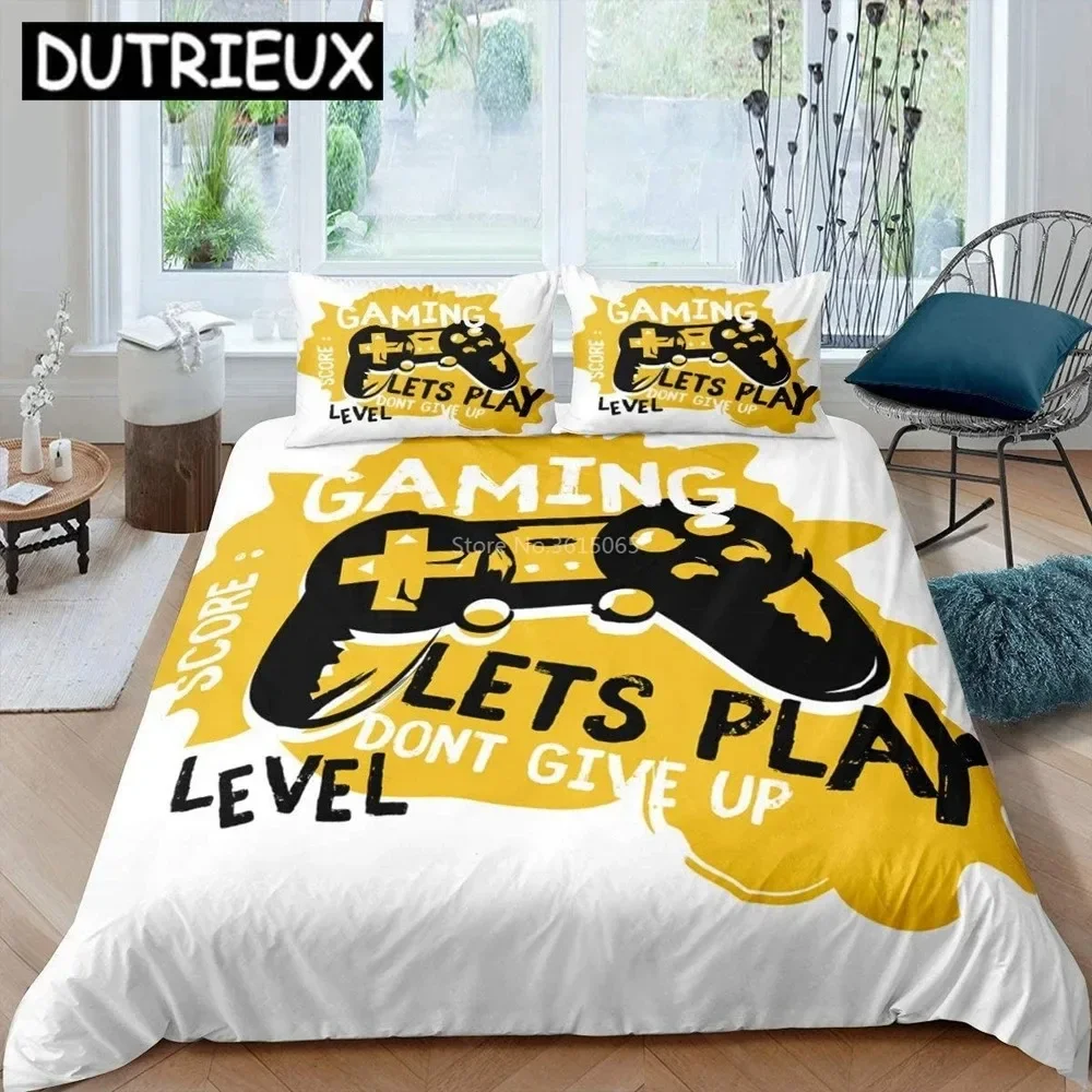 Creative Gamer Gamepad Pattern Comfortable Duvet Quilt Cover Pillowcase Bedding Set Children Bedroom Decoration Home Textile