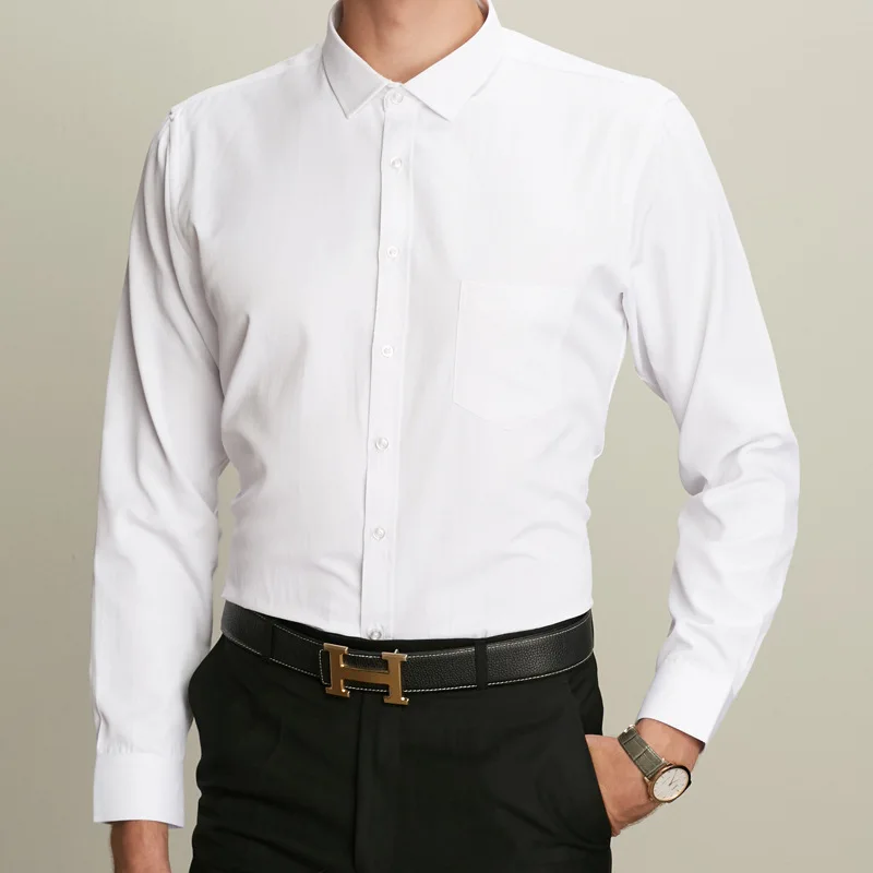 Thickened Fleece Long Sleeve Business Casual Shirt Warm Breathable Machine Washable Anti-Uv Wear Resistant Sweat Absorbent