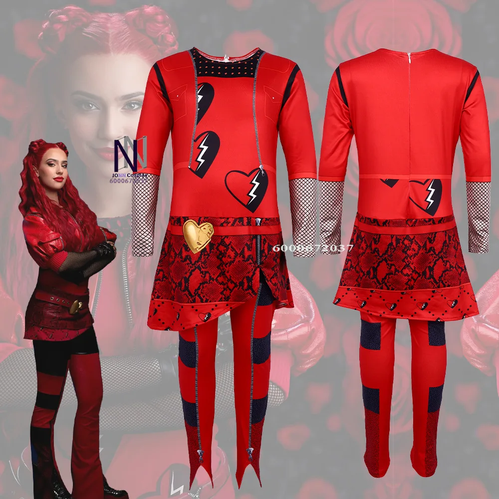 

Descendants 4 Rise of Red Chloe Cosplay Dress Girls Kids Princess Costume Halloween Party Carnival Outfit Movie Inspired VAN