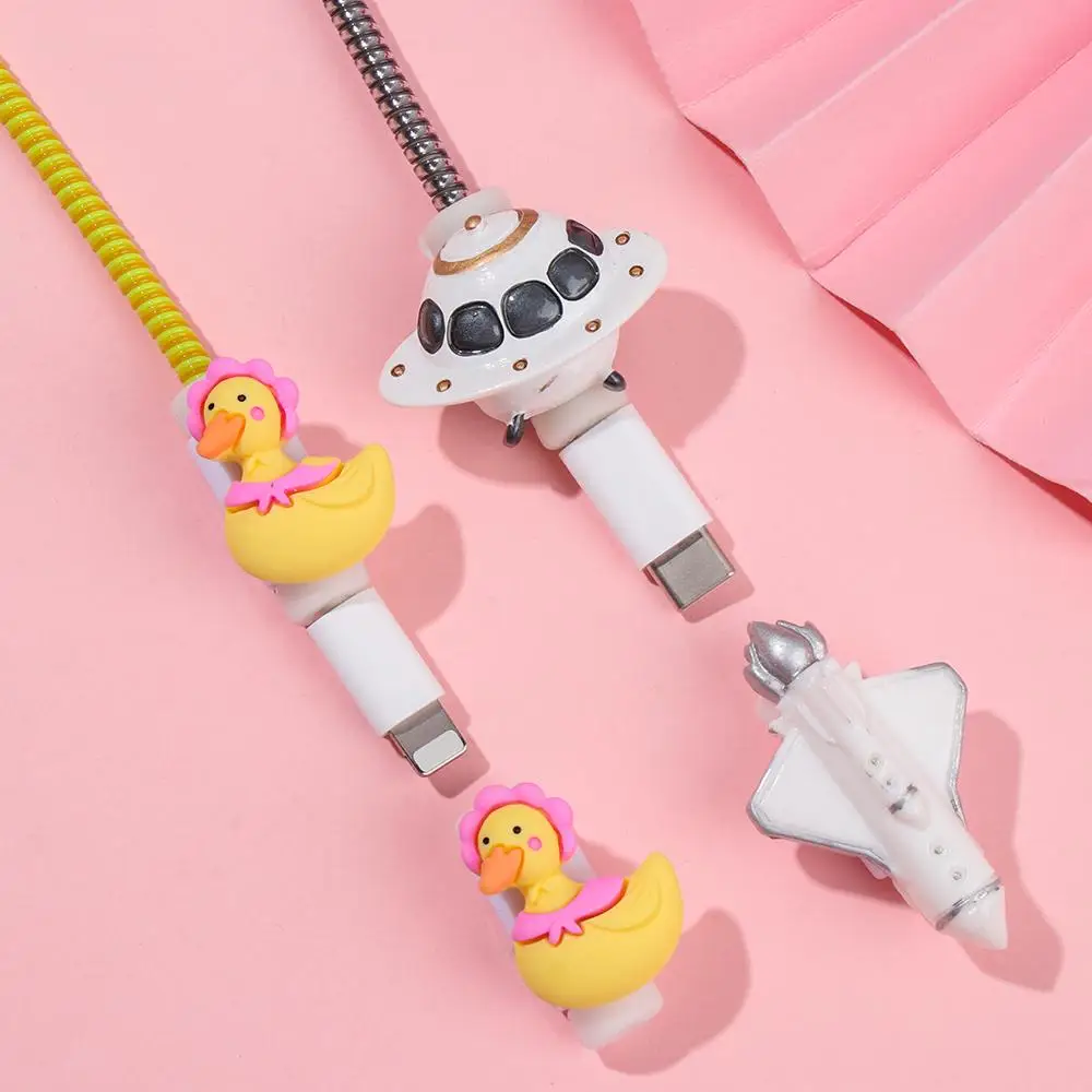 USB Cable Protector PVC Mini Cute Cartoon Data Line Cable Cord Case Universal Charger Plug Protective Cover for IPhone Android