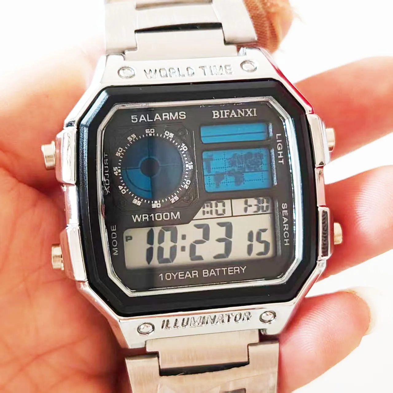 

Electronic Watch Men's Steel Strip Outdoor Sports Small Square Watch Southeast Asian Trendy Night Light Electronic Watch