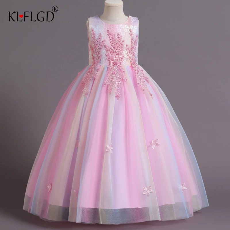 

Girls Wedding Birthday Party Children Clothing Girl Princess Dress Sleeveless Embroidered sequins Dress Christmas Party Dress