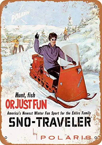  Metal Tin Sign 8x12 Inch 1963 Polaris SNO-Traveler Snowmobiles Vintage Look Metal Sign