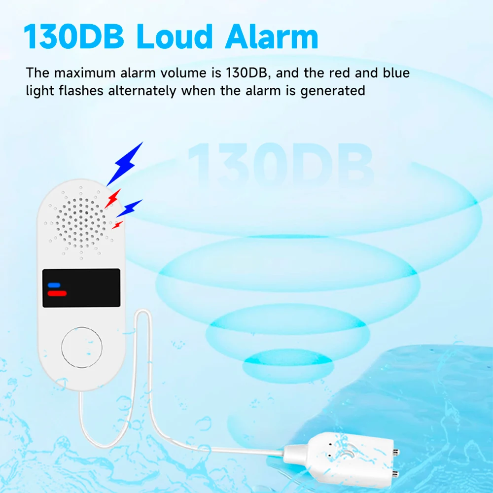 Water Leak Alarm Detector Sensor 130DB Sound Alarm System Automation Water Overflow Level Detector Home Security Protection