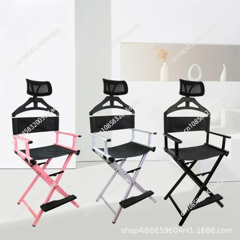 Folding Chair Director Makeup Chair High Bar Seat Portable Aluminum Alloy for Home Camping Beach Travel Leisure Outdoor Use