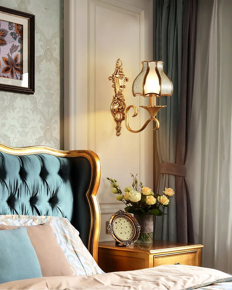 

Wall Lamp, Bedside Lamp, Wall Lamp, American European Living Room, Bedroom Lamp, All Copper, Retro French Luxury, Pure Copper