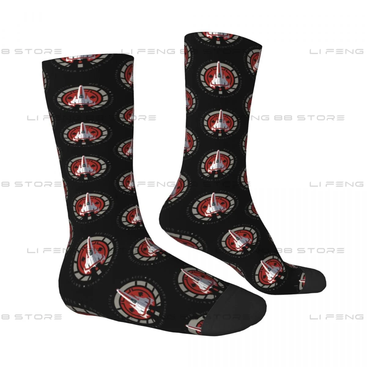 Battlestar Galactica Viper Squadron 8 - Red Aces Unisex Winter Socks Warm Happy Socks Street Style Crazy Sock