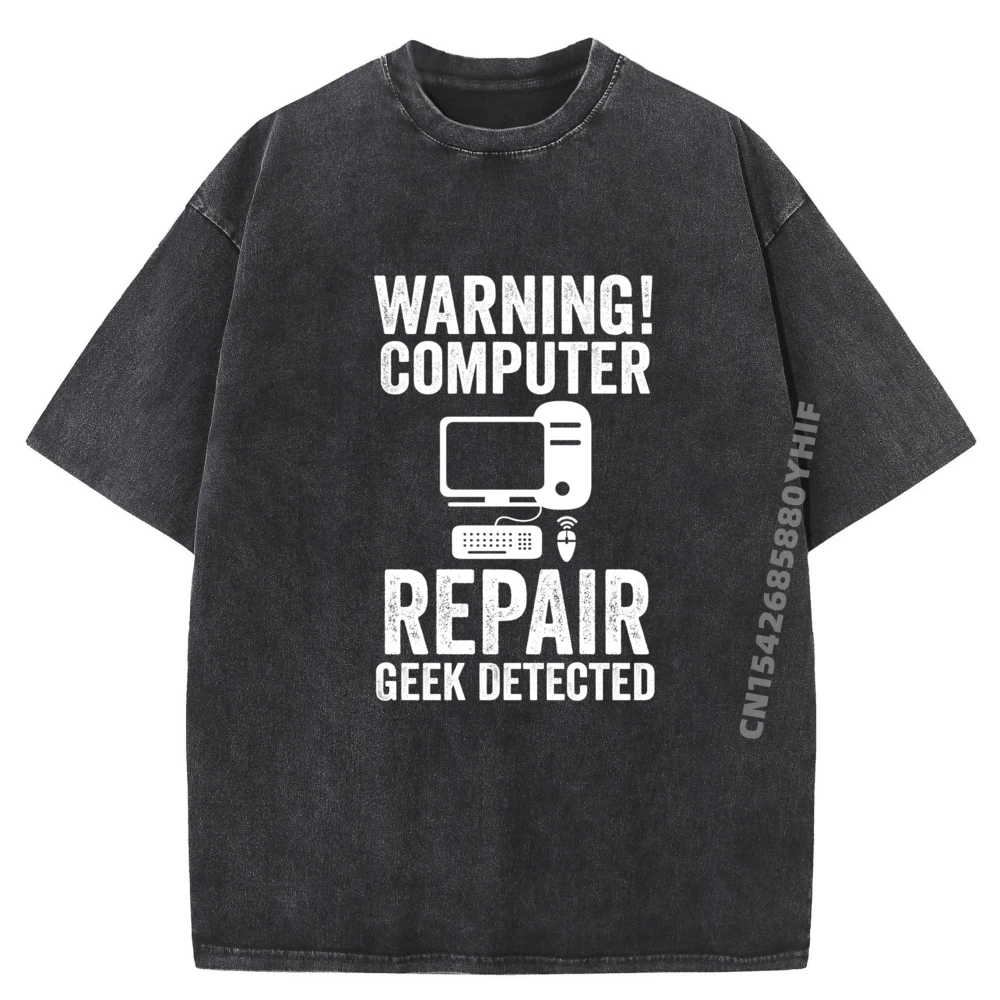 

Предупреждение, компьютерный ремонт, компьютерные хлопковые футболки с графическим рисунком, мужская винтажная стираная одежда