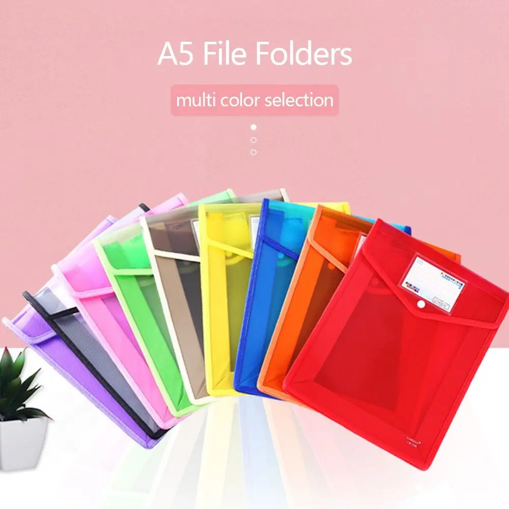 

Hot Sale Stationery Storage Pouch PVC Bag A5 File Folders Envelope Folder File Organizer Document Bag