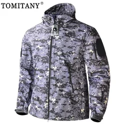 Chaquetas tácticas de piel de tiburón impermeables multibolsillo para hombres, abrigos con capucha a prueba de viento, chaquetas militares de combate, chaquetas del ejército de concha suave