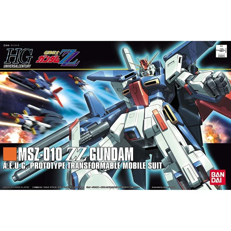 Gundam BANDAI HGUC 1/144 MSZ-010 ZZ Plastic Toy Figures Anime Gift Action Assembly Model Mech Original Product