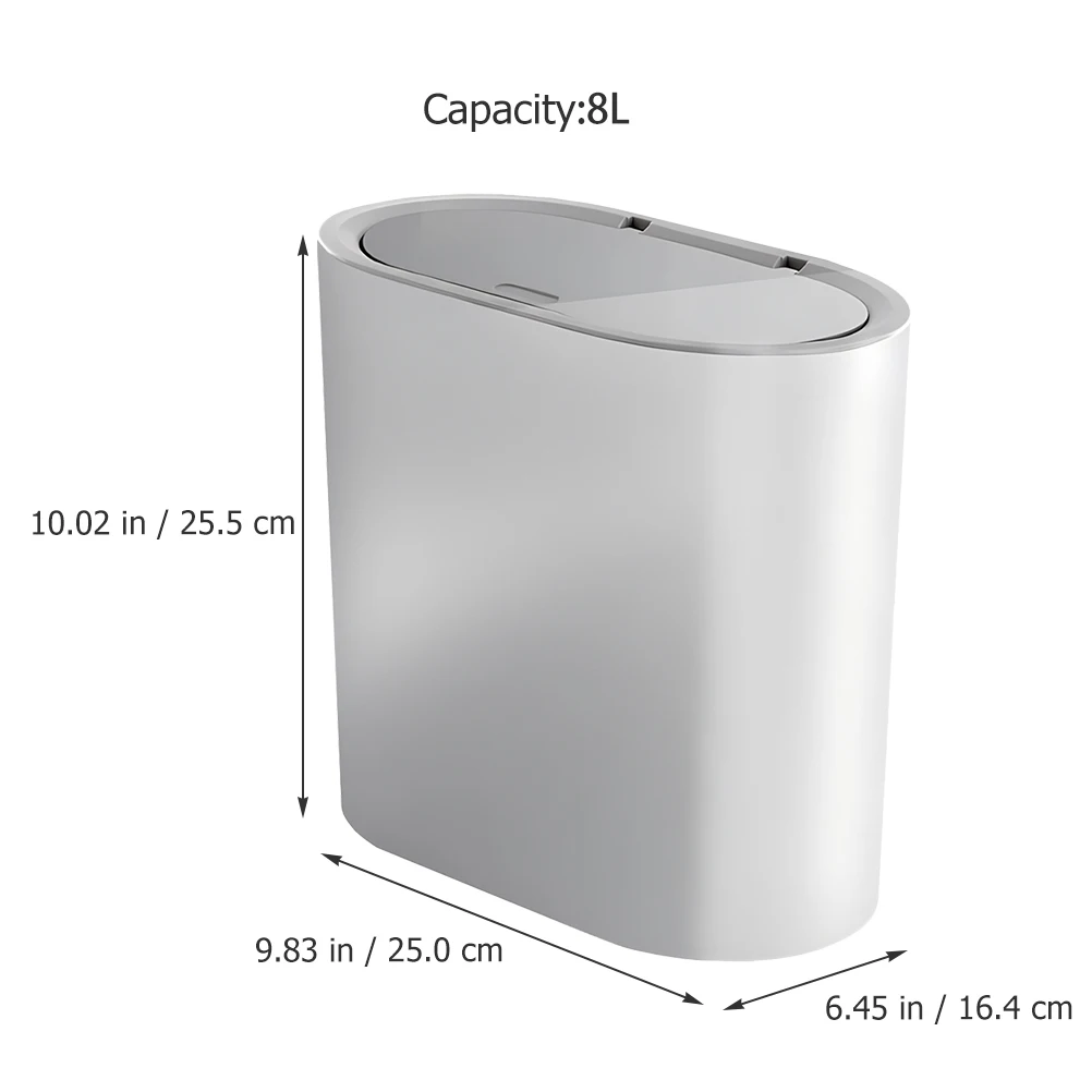 8L Lidded Trash Can Press Type Waste Bin Nordic Style Household Waste Basket Bin Home Kitchen Bathroom Wastebasket