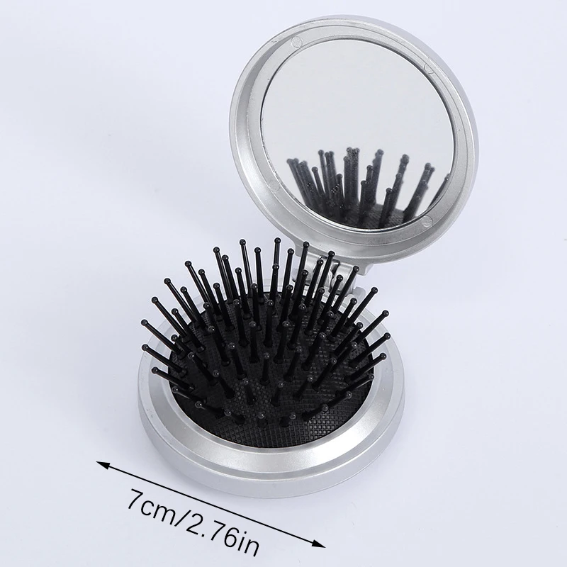 1pcs Folding Air Bag Comb With Mirror Compact Pocket Size Portable Travel Hair Brush Cosmetic Mirror Head Massager Relax Comb