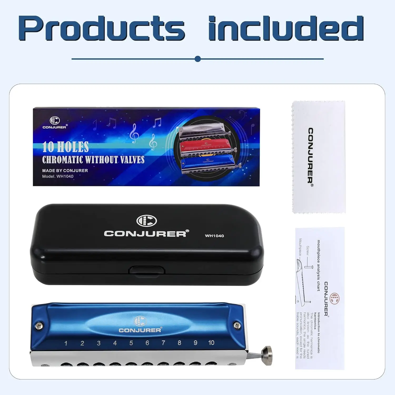 CONJURER Chromatic Harmonica 10 Hole 40 Tones Harmonica Key of C  for Kids Adult Beginners