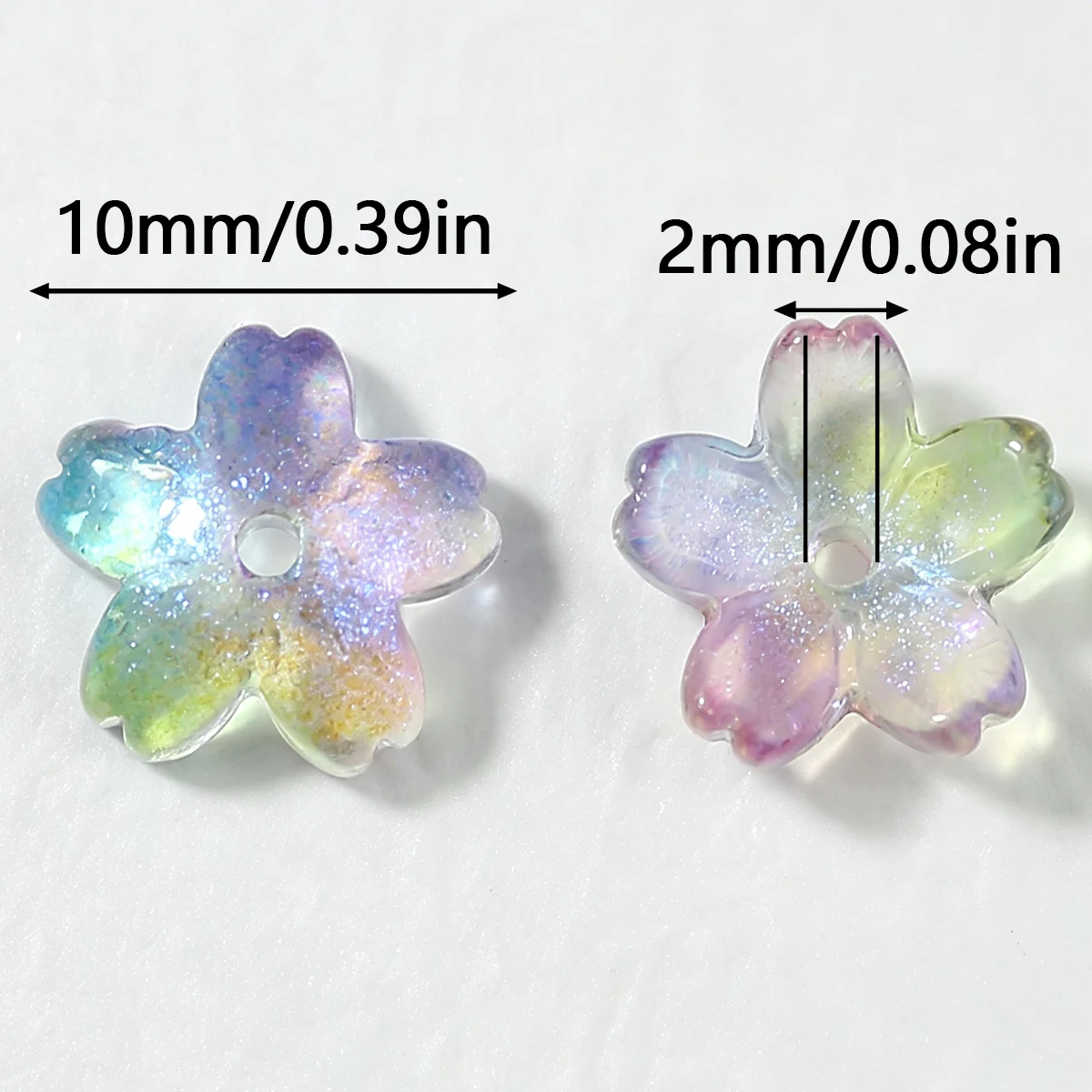 10mm 50/100/150Pcs AB Purple-green Cherry Blossoms Loose Beads for Jewelry Making Bracelet Necklace Keychain DIY Accessories