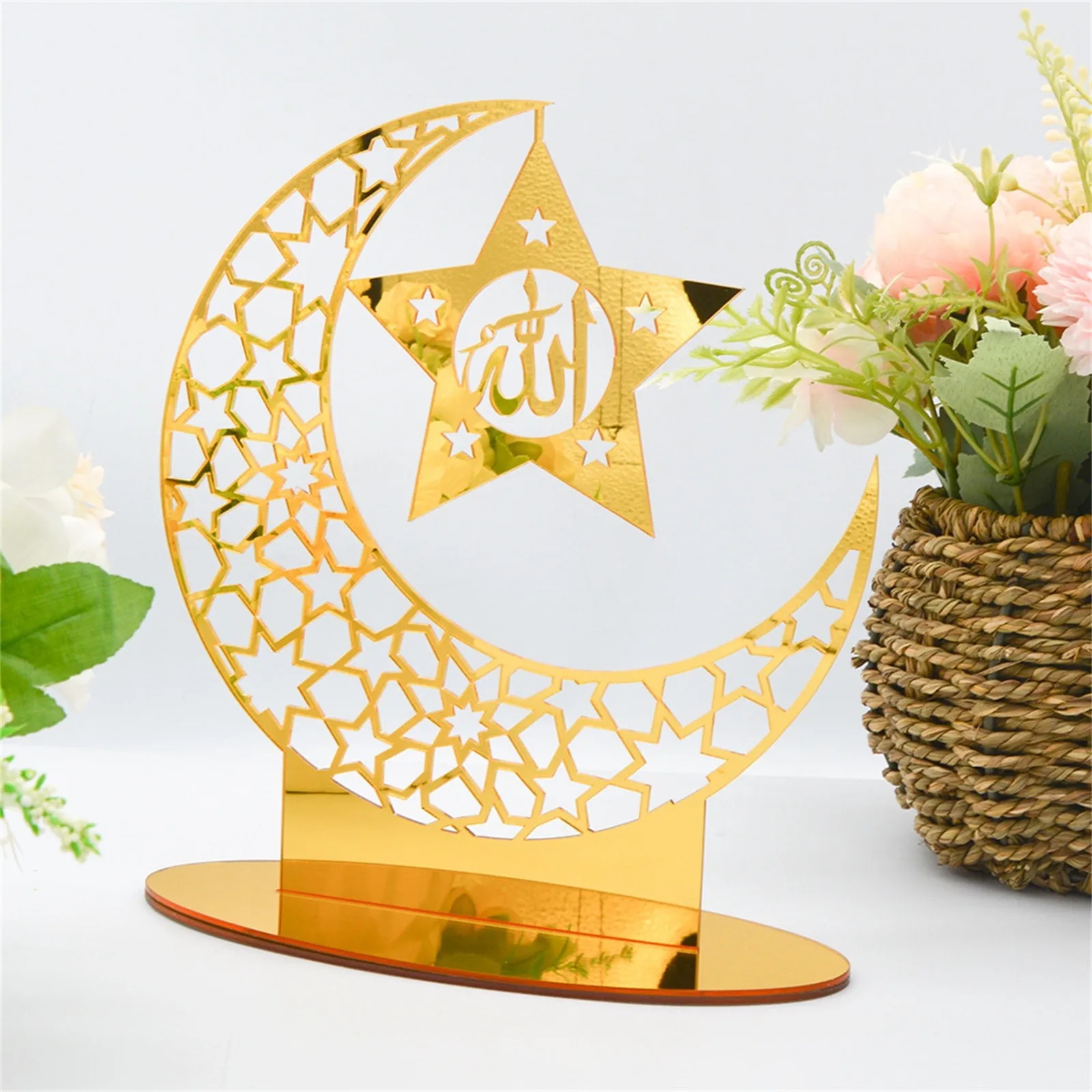 Acrylic Ramadan Moon Carved Ornament Dining Table Decoration Gift For Home Eid al-Fitr Kareem Islamic Muslim Party Supplies