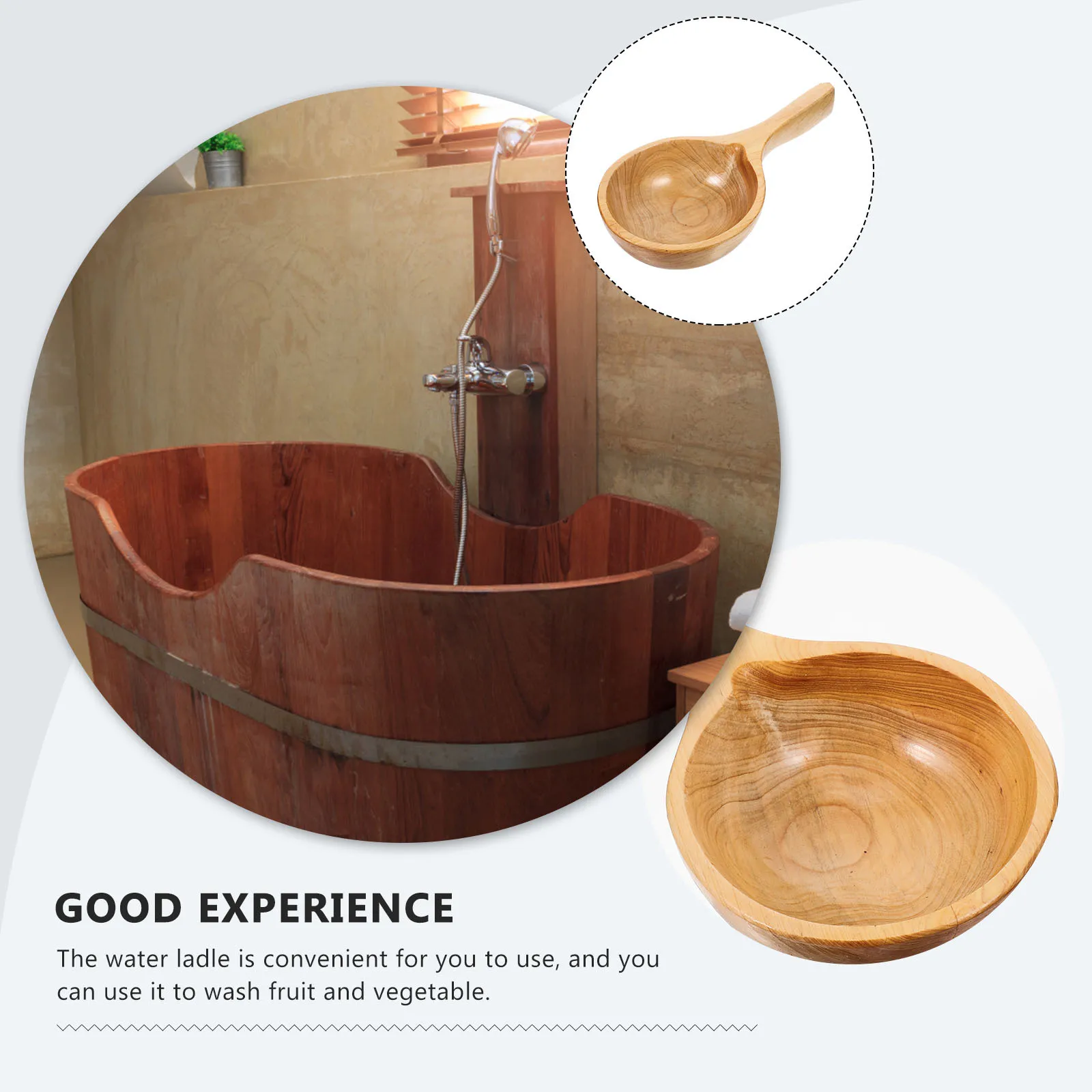 

Wooden Water Scoop Ergonomic Kitchen Garden Sauna Steam Room Ladle For Home Restaurant Use Multipurpose Bath Tool