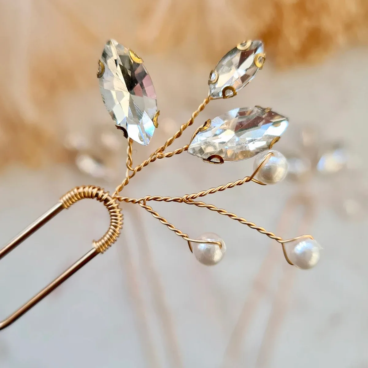 

U-образная заколка для волос из жемчужного стекла, модные ювелирные изделия, аксессуар для прямых волос, алмазная застежка, трансграничная TS706, новое состояние