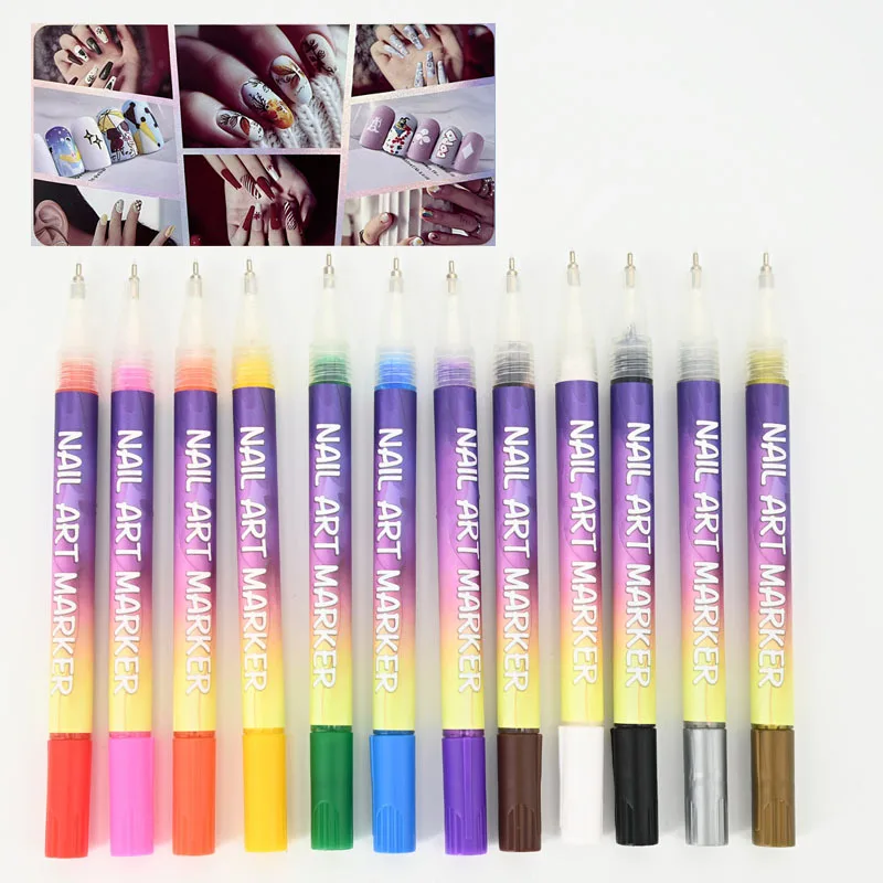 

12 Color Nail Art Pens,0.5MM Nail Polish Pens Drawing Painting Point Liner Acrylic Painted Pen Kit, Waterproof and Quick-drying